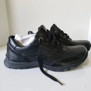 Skechers Relaxed Step Mens Black Leather Lace-up Shoes,9.5  US.